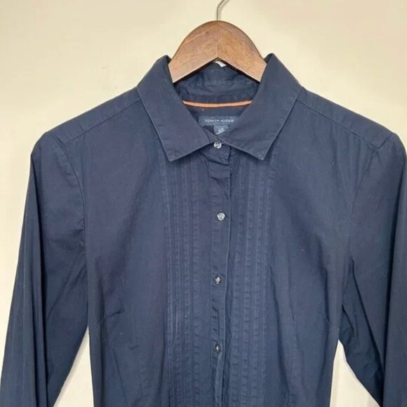 Tommy Hilfiger Poplin Button Down Shirt Dress with Belt Navy Size Large - Picture 10 of 10